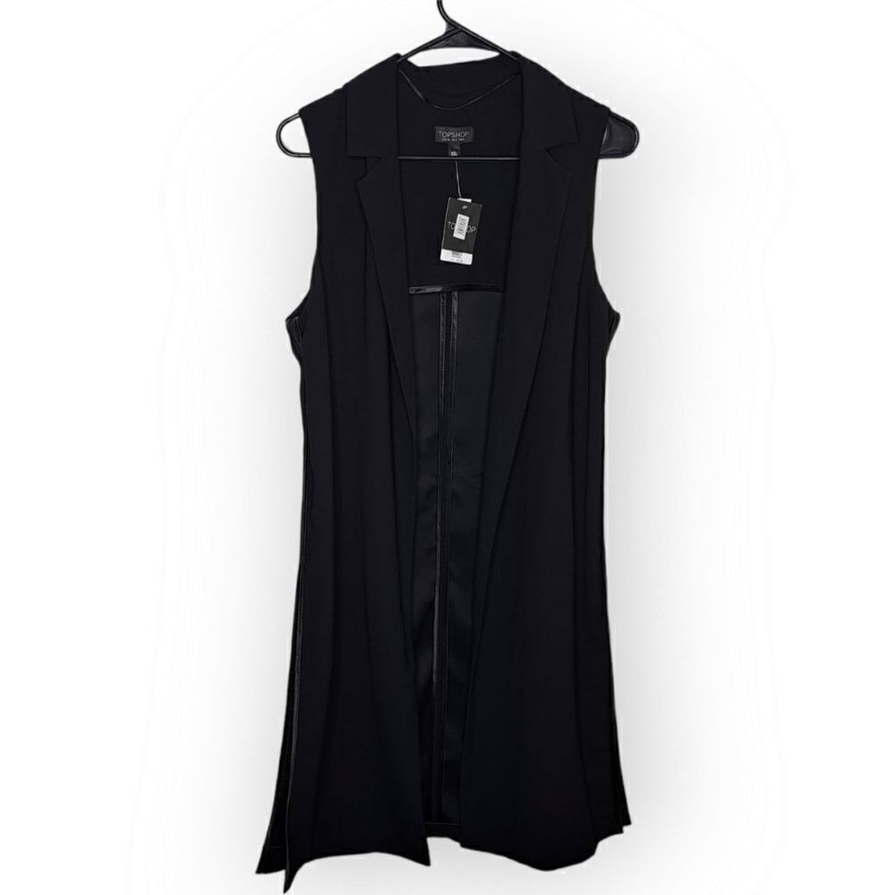 Topshop Sleeveless Side Split Coat in Black size 4 US NWT